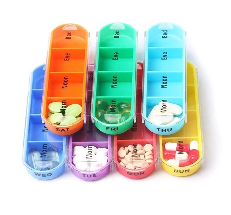 Boîte en plastique Pill Organisateur 7 jours 28 compartiments Medicine Container avec Custom étiquette