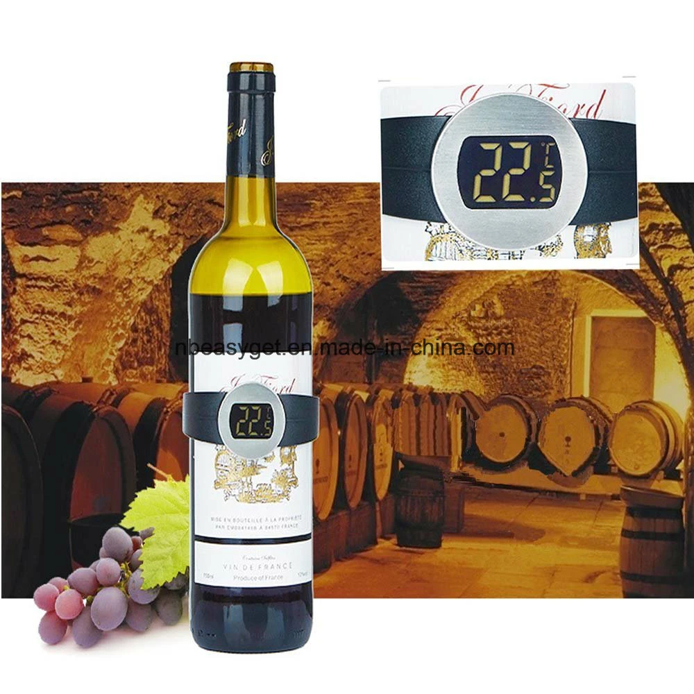 Champagne and Wine Bottle Snap Thermometer Digital Instant Read Thermometers with LED Display for Wine Enthusiast Red Wine Bracelet Thermometer Esg10124