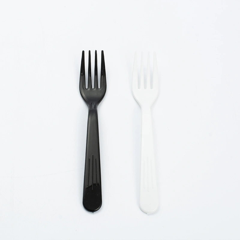 Custom Disposable Cutlery Spoon PP Plastic Dessert Black and White Fork Tableware Cake Fork (SG-012)