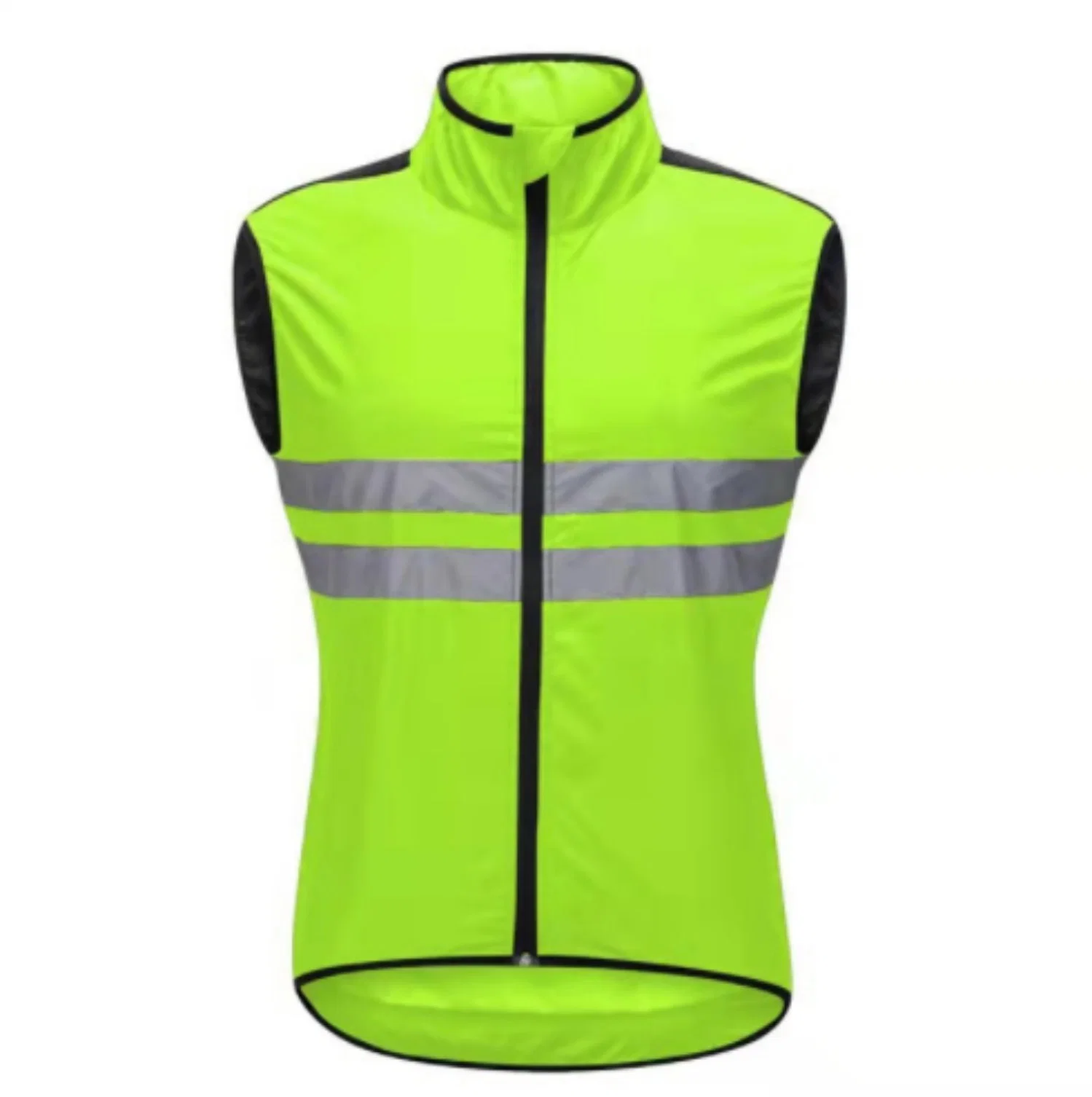 Hombres 100% poliéster secado rápido Chaleco calidad malla personalizada Logo Sublimation Hombre Hihg Vis Reflective Zipper Chaleco de ciclismo para Mujeres