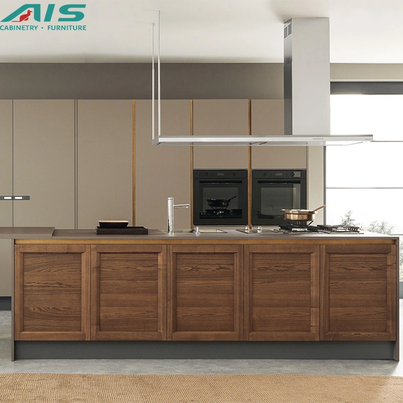 AIS China Modern Designs Custom Luxury Furniture Multifunctional Practical Brown Wood Island Kitchen Cabinets for Small Kitchen