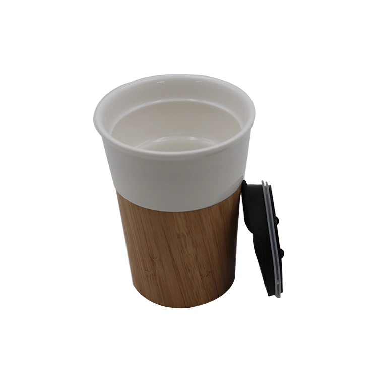 Bamboo Ceramic Coffee Mug with Silicone Lid