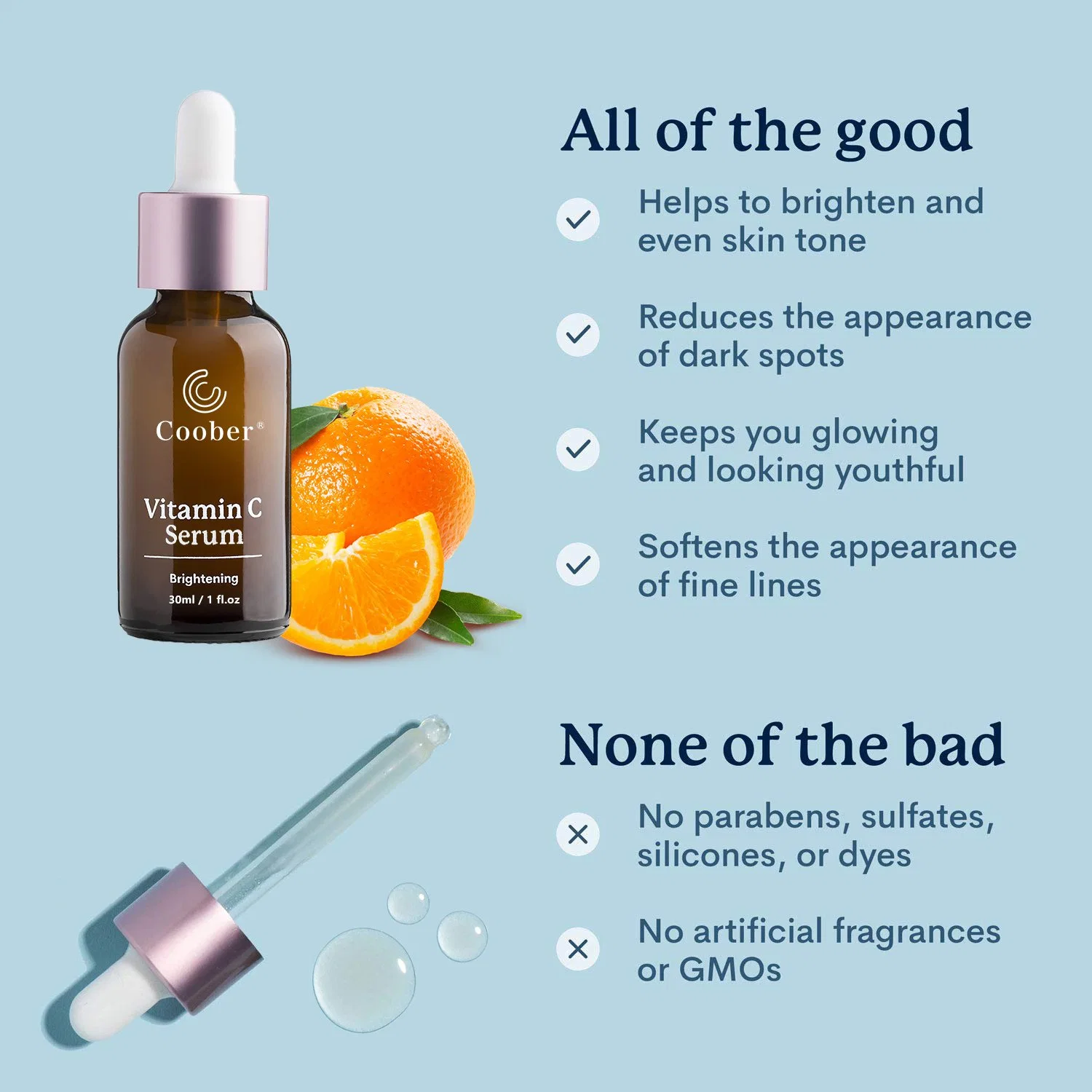 Großhandel/Lieferant Bio-Vitamin C Serum für die Reduzierung von dunklen Flecken, feine Linien und Falten