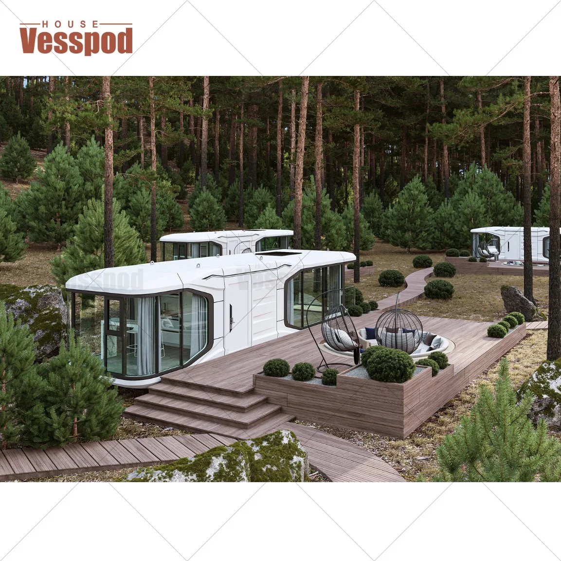 2023 Volferda Vespod Design Prefab House 2 Story Apple Cabin Fertighaus 3 Schlafzimmer 2 Badezimmer 1 Küche Modular Container Vu115 Apple House Capsule House