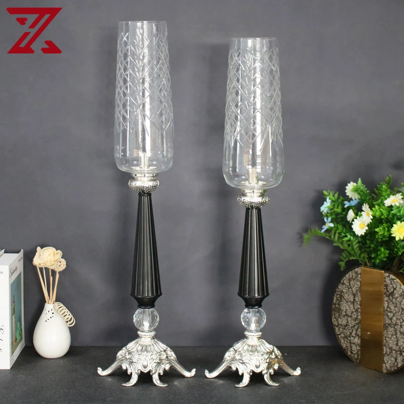 Minimalist Metal Silver Claw Shaped Base Clear Glass Vase Candle Stand for Wedding Centerpiece