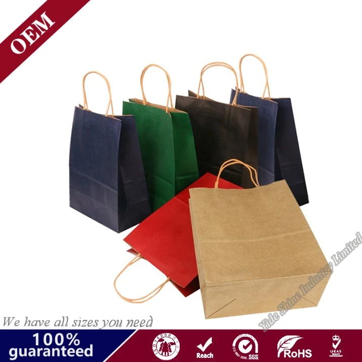 Wholesale Promotional Kraft Paper Bag Shopping Packing Bag Christmas Gift Wine Bag with Two Handles