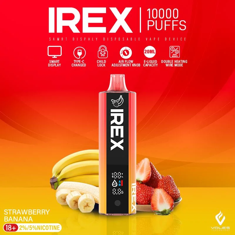 Venda a quente Jnr Shisha IREX 10000 Puffs Bar Electronic Chacendeie Pod descartável Ecig Eciliquid atomizador controlo do fluxo de ar Atacado I Vape Carregador de gancho Pen e