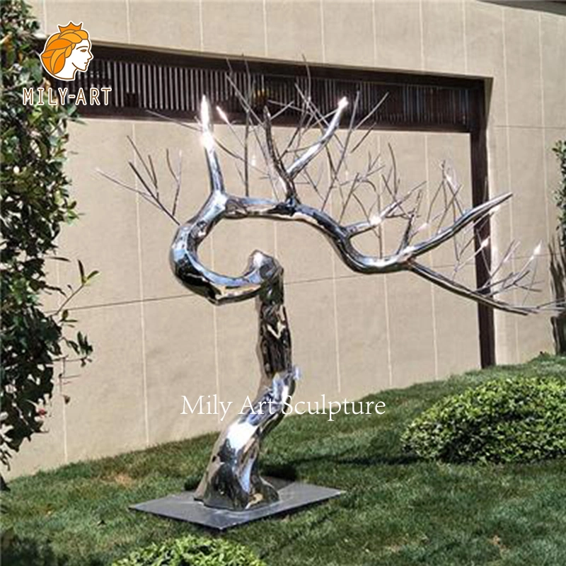 Outdoor Garden Large Modern Metal Stainless Steel Artificial Metal Tree Sculpture