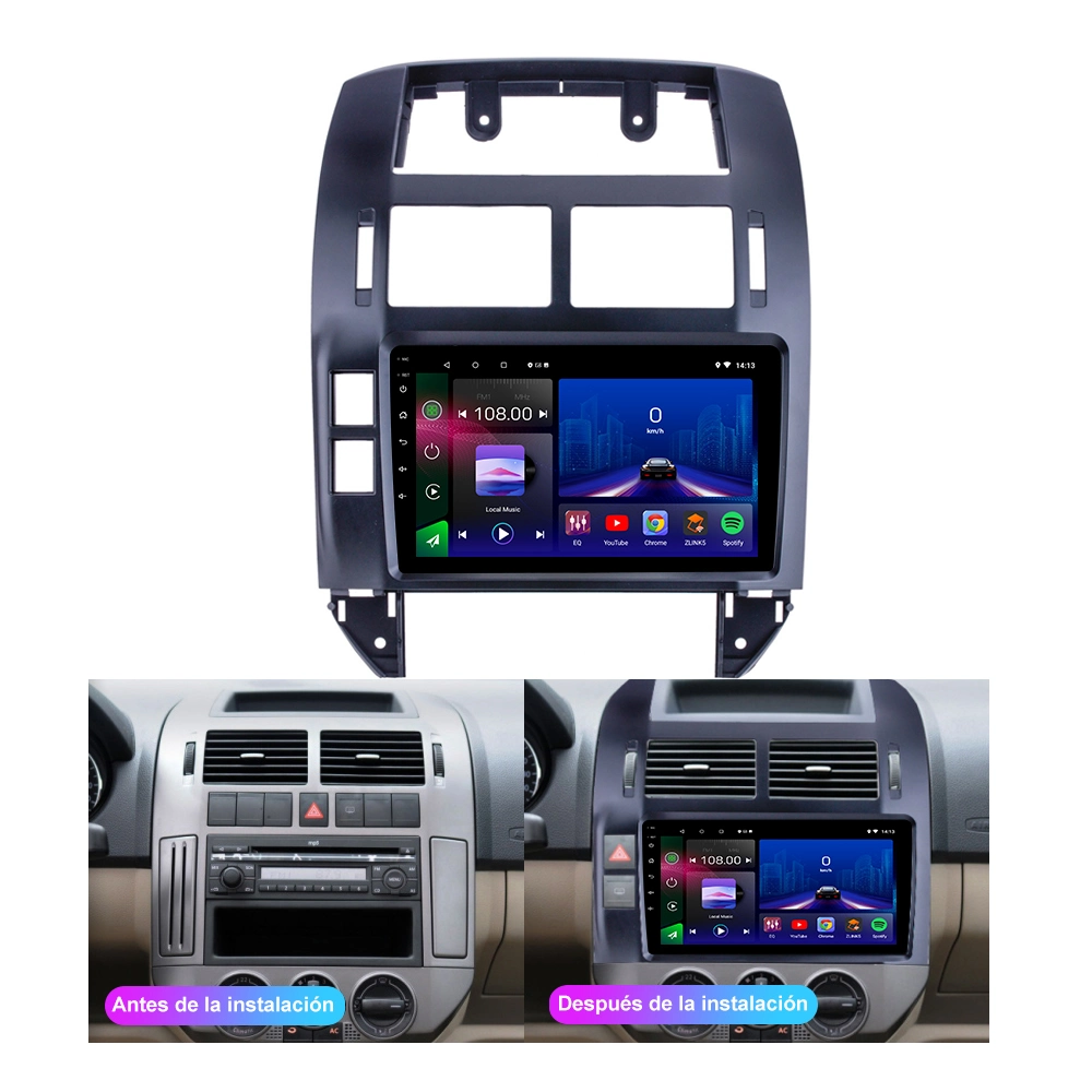 Leitor de DVD de vídeo para automóvel de 9 polegadas Rádio estéreo Android Multimédia para VW Polo 2004-2011 (A18)