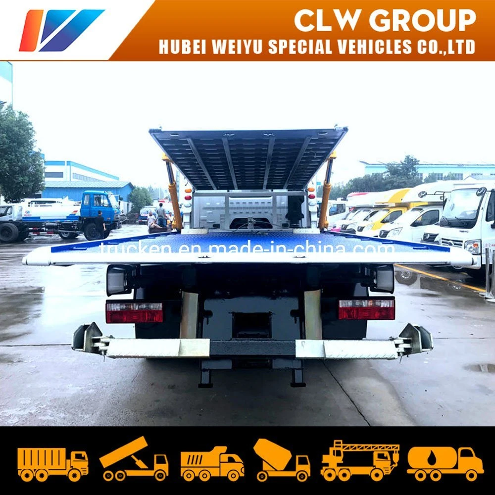 Fully Demountable Sliding 3 Cars Towing Rollback 10ton Dongfeng Double Tilt Tray Flatbed Wrecker Tow Truck