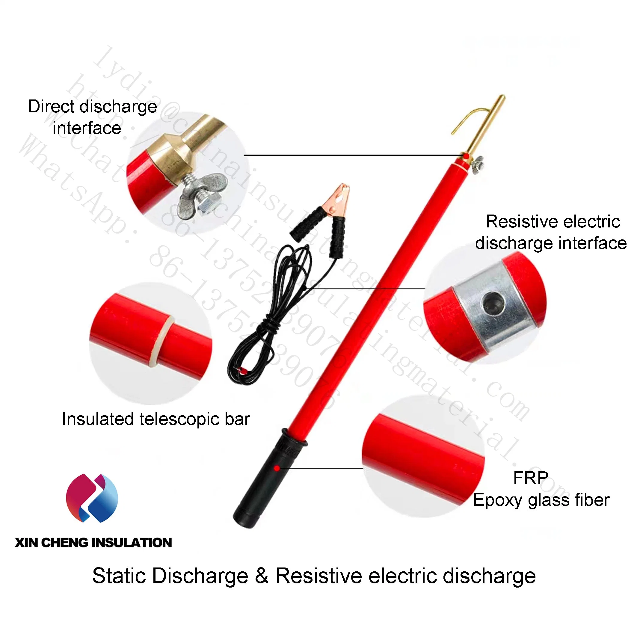 High Voltage 110 Kv Static Copper Earthing Portable 11kv to 500 Kv FRP Discharge Rod