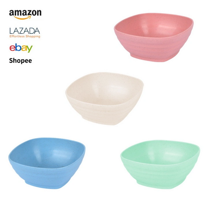 Broken-Resistant Square Wheat Straw Children Fruit Salad Bowl