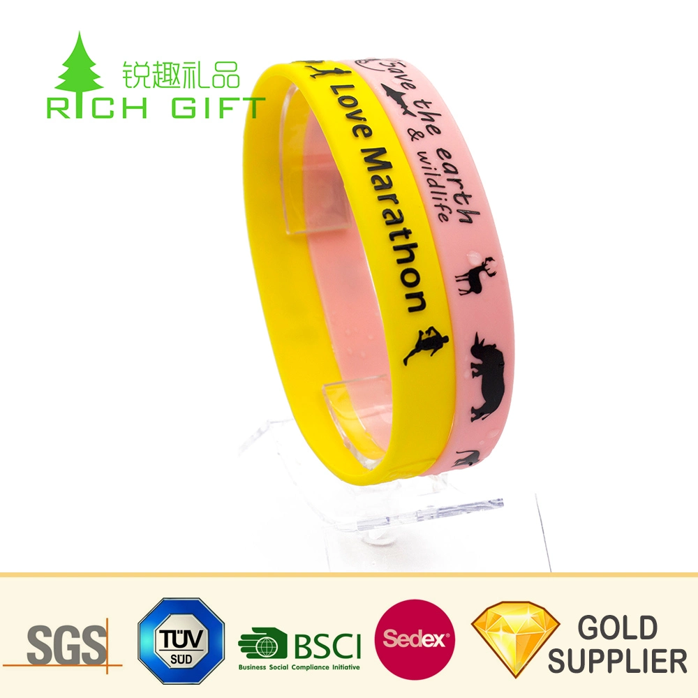 China Manufacturer Custom Heat Transfer Printing Eco Friendly Elastic Silicone Sport Tennis Wristband