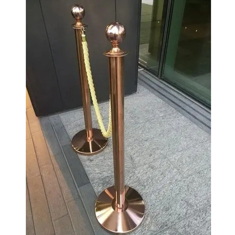 Tower Heavy Base 1.5m Fixed Twist Rope 95cm Queue Post Stanchion Titanium/Bronze Glossy