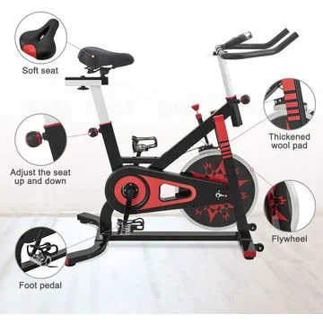 Quiet Flywheel Exercise Bike Carbon-Steel Heavy-Duty Indoor Stationary Bike with LCD