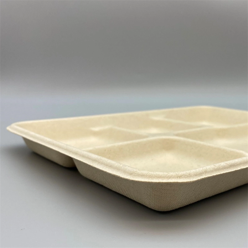 Compostable Biodegradable Wheat Straw Tableware Retangle 5coms Food Tray