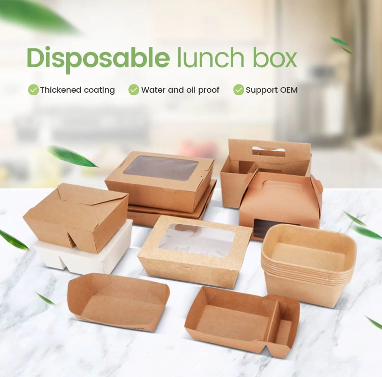 Wholesale/Supplier Custom Paper Food Boat Disposable Kraft Paper Lunch Box Eco-Friendly Brown Paper Snack Cake Tray