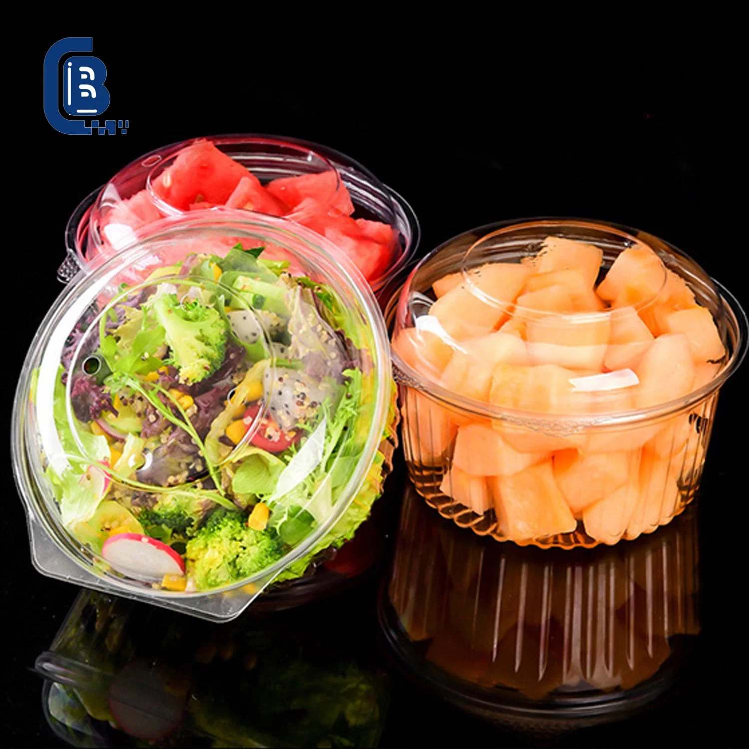 Kitchenware Disposable Plastic Food Container with Lid, Fruit Vegetable Packing Takeaway Storage Container Tableware Customizable