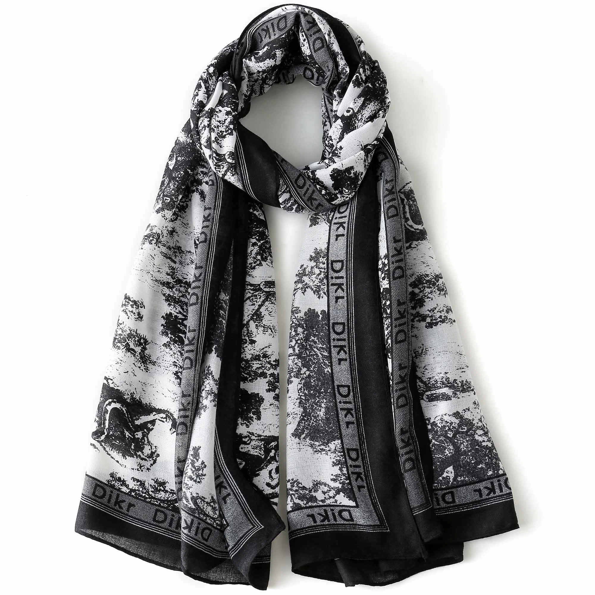 Fashion Spring Lightweight Floral Printed Wraps and Scarves for Women