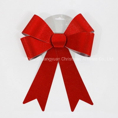 2pcs PVC Laser rouge Bowknot Festival de cadeau de Noël Décoration