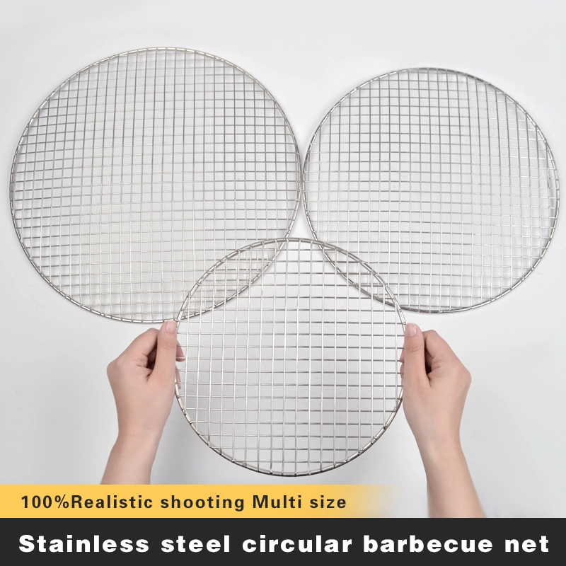 Circular Acero inoxidable Barbacoa Net 304 material malla tejido superficie Talla 16,5cm