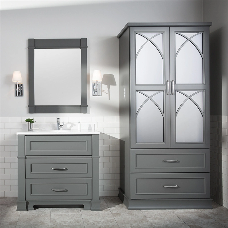 Solid Wood Compact Bathroom Vanity Modern Bathroom Cabinet