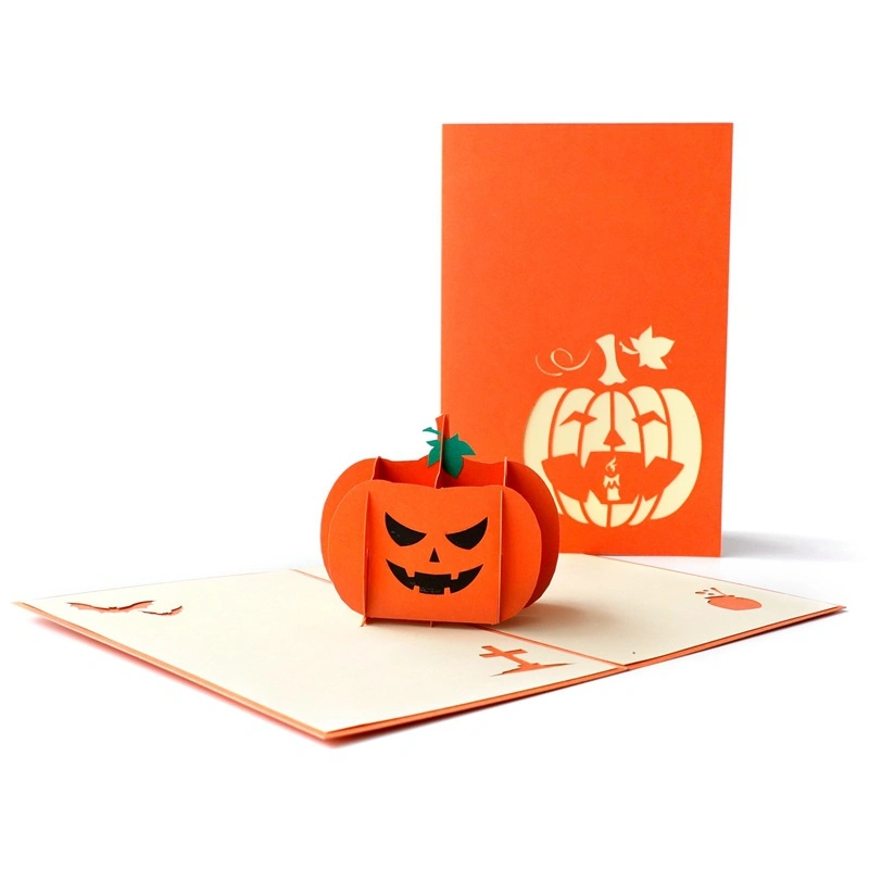 Vintage Halloween Day All Saints&prime; Day 3D Pop up Gift Cards Origami Kirigami Pumpkin Greeting Cards Postcards Paper
