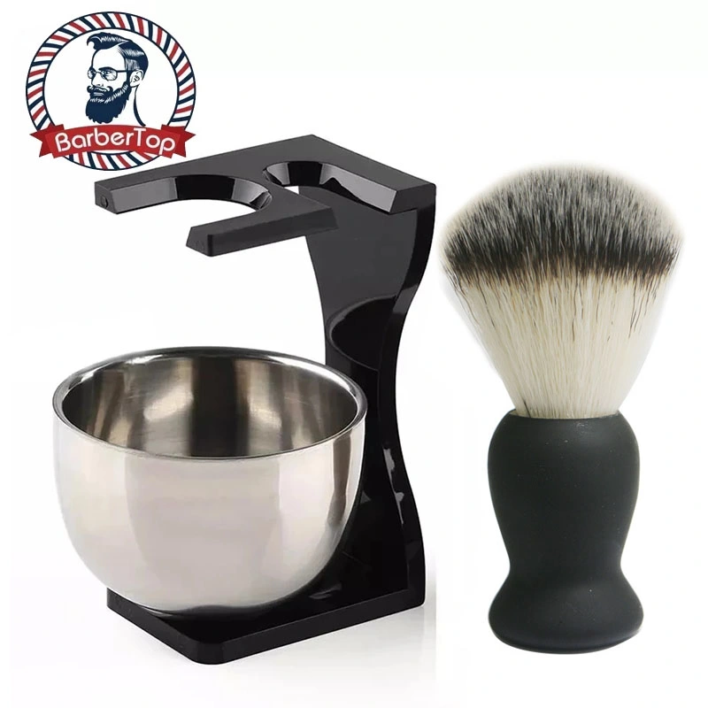 Professional Men Beard Shaving Brush Set Stainless Steel Bowl Tool