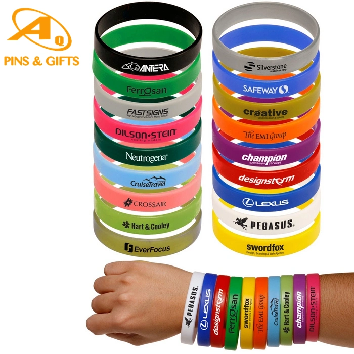 Fashion Embossed Color Filled Bracelet Customized Printed Logo Rainbow Rubber Adjustable RFID Silicone Wristband