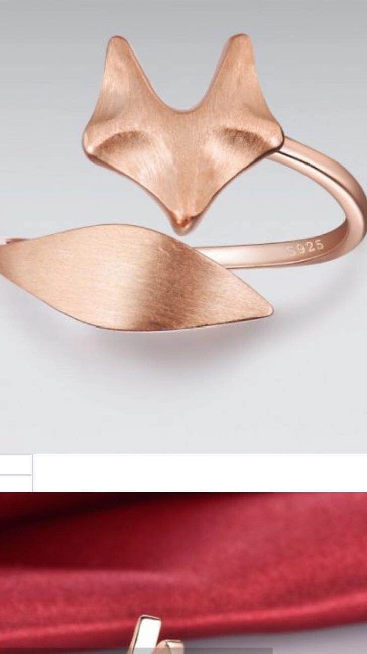 Fashion Jewelry 925 Sterling Silver Fox in Rose Gold Plating