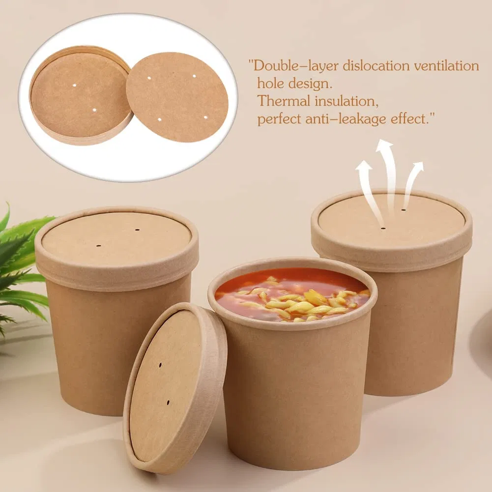 Cuencos de postre desechables para alimentos calientes o fríos taza taza de sopa de papel biodegradable