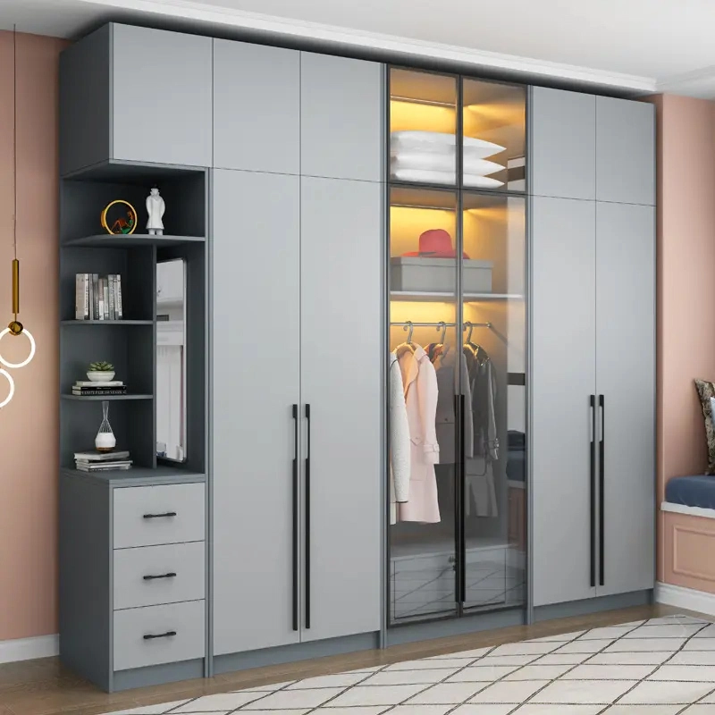 Modern Bedroom Storage Furniture Hotel Closets Wardrobe Cabinets Set Armoire Aluminium Glass Door Designs