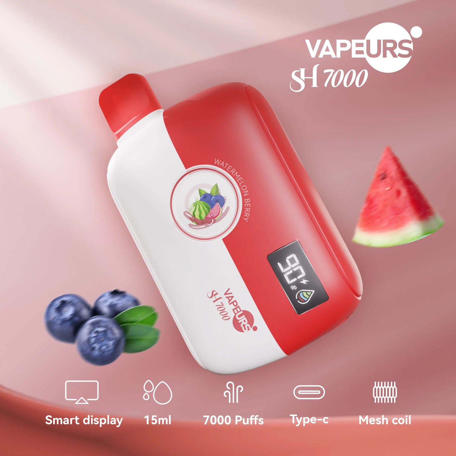 Vapeurs Sh7000 Newest Vape 7000 Puffs Disposable Electronic Cigarette Mesh Vape Rechargeable