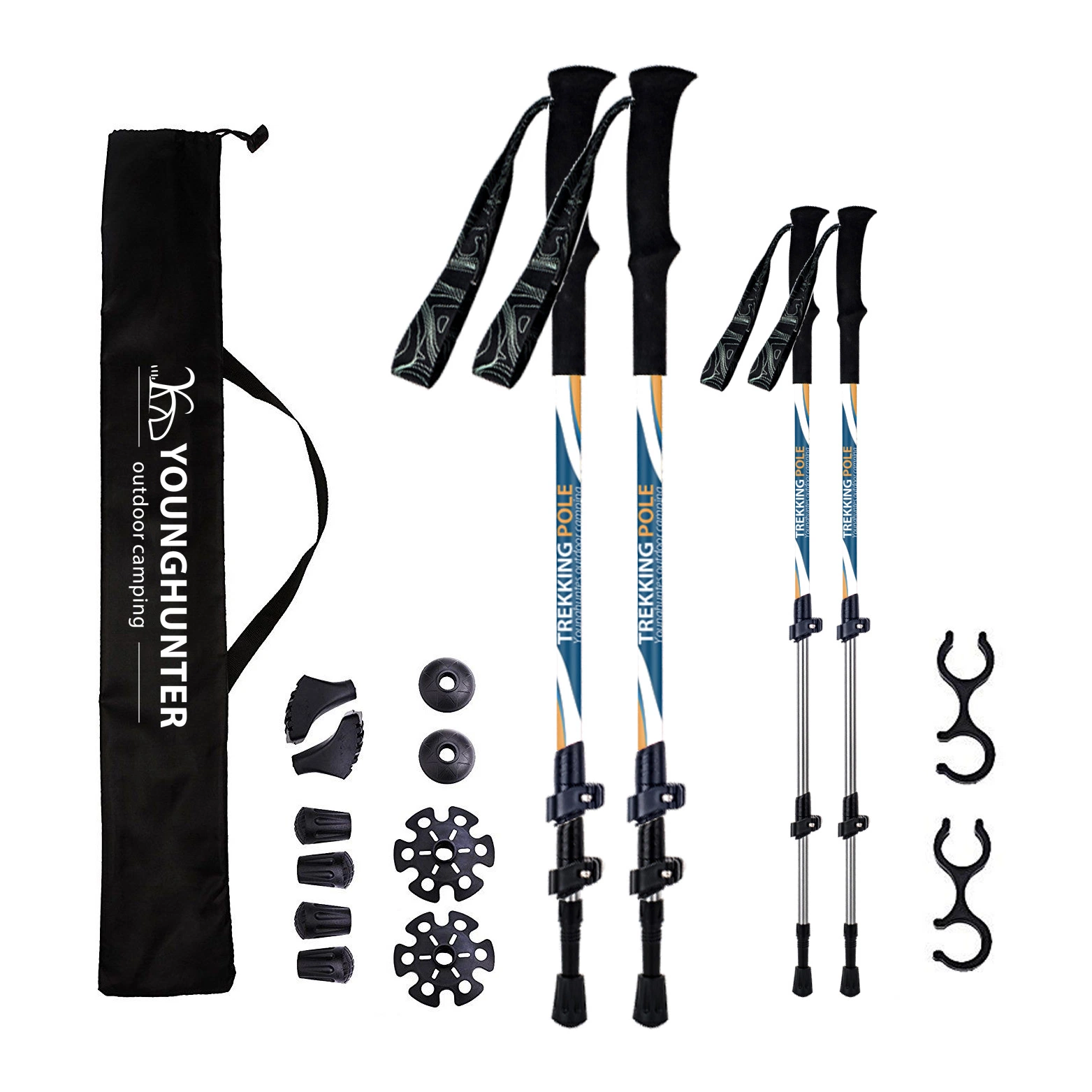 Aluminum Alpenstock 3 Sections Telescoping Nordic Walking Sticks Trekking Pole Cane Hiking Stick