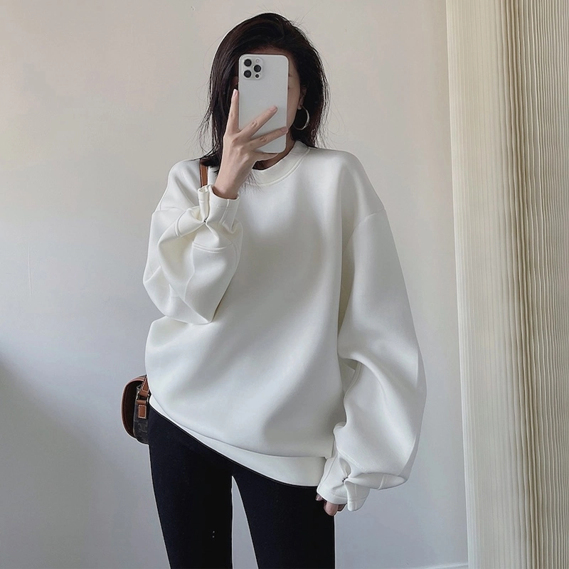 80% Cotton 20% Polyester Oversized Women Blank Sweater Sweatshirt 450 GSM Casual Crewneck