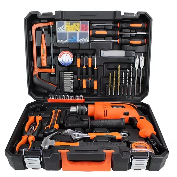 Conjunto de caixa de ferramentas para uso doméstico, conjunto de ferramentas furadeira elétrica Eletricista do conjunto de ferramentas