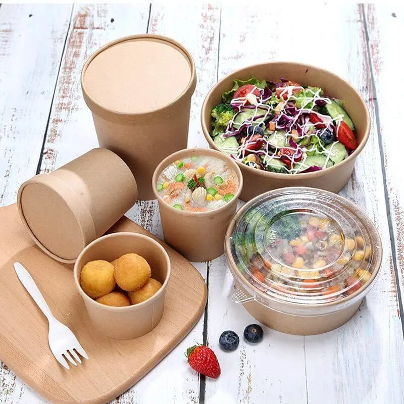 Food Cheapest 300 Ml Kraft Bowls with Lid Ice Cream Paper Bowl