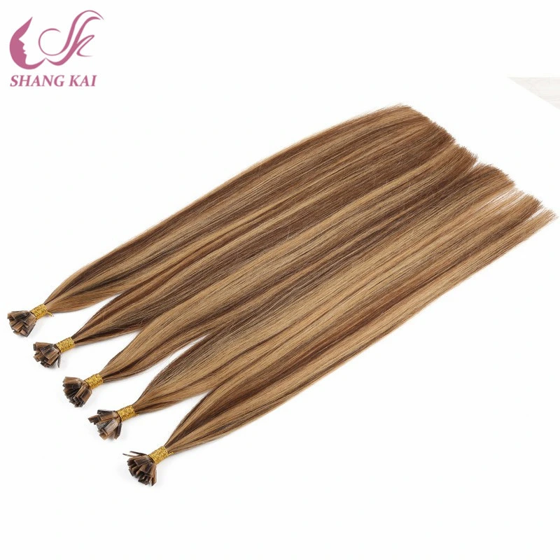 Virgen Invisible Pre-Bonded Remy extensiones de cabello de punta plana