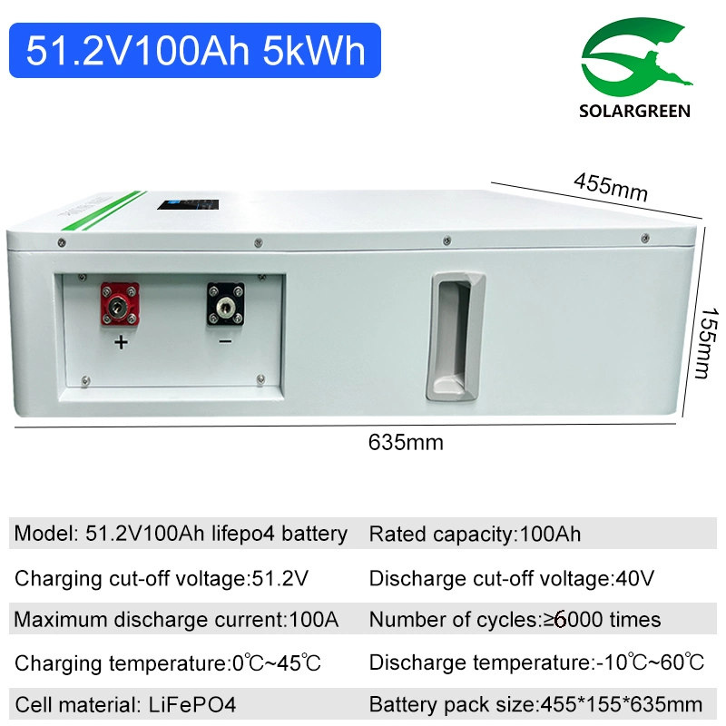 51.2V 100ah LiFePO4 Battery for off-Grid Solar Systems with Can/RS485/RS232 Communication