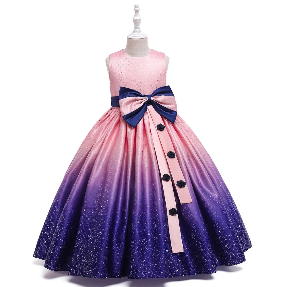 Girls Sleeveless Princess Motif A-Line Evening Dress