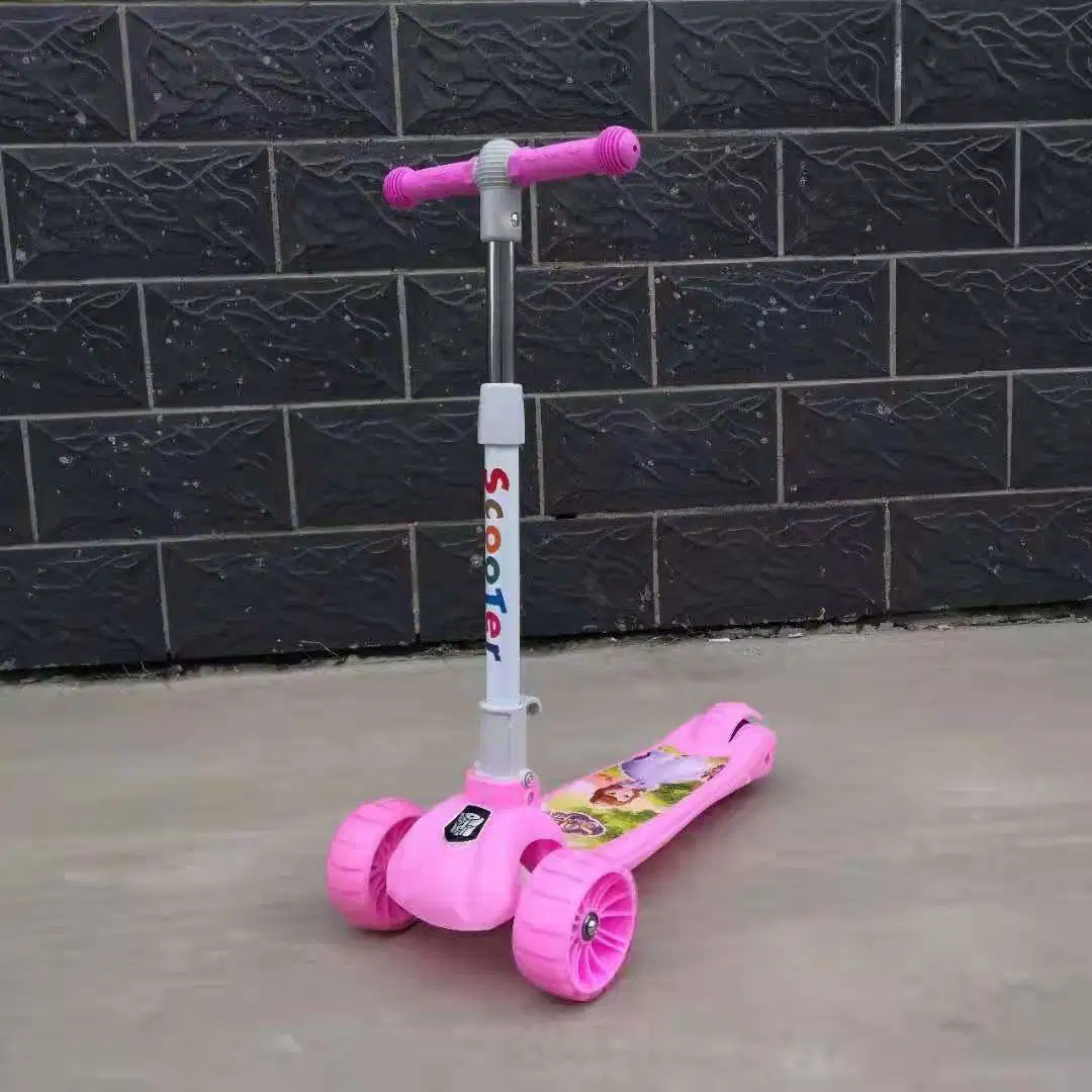 Scooter de três rodas com dobra rápida para criança com presente Shinning Wheels Rosa Azul para Crianças Natal