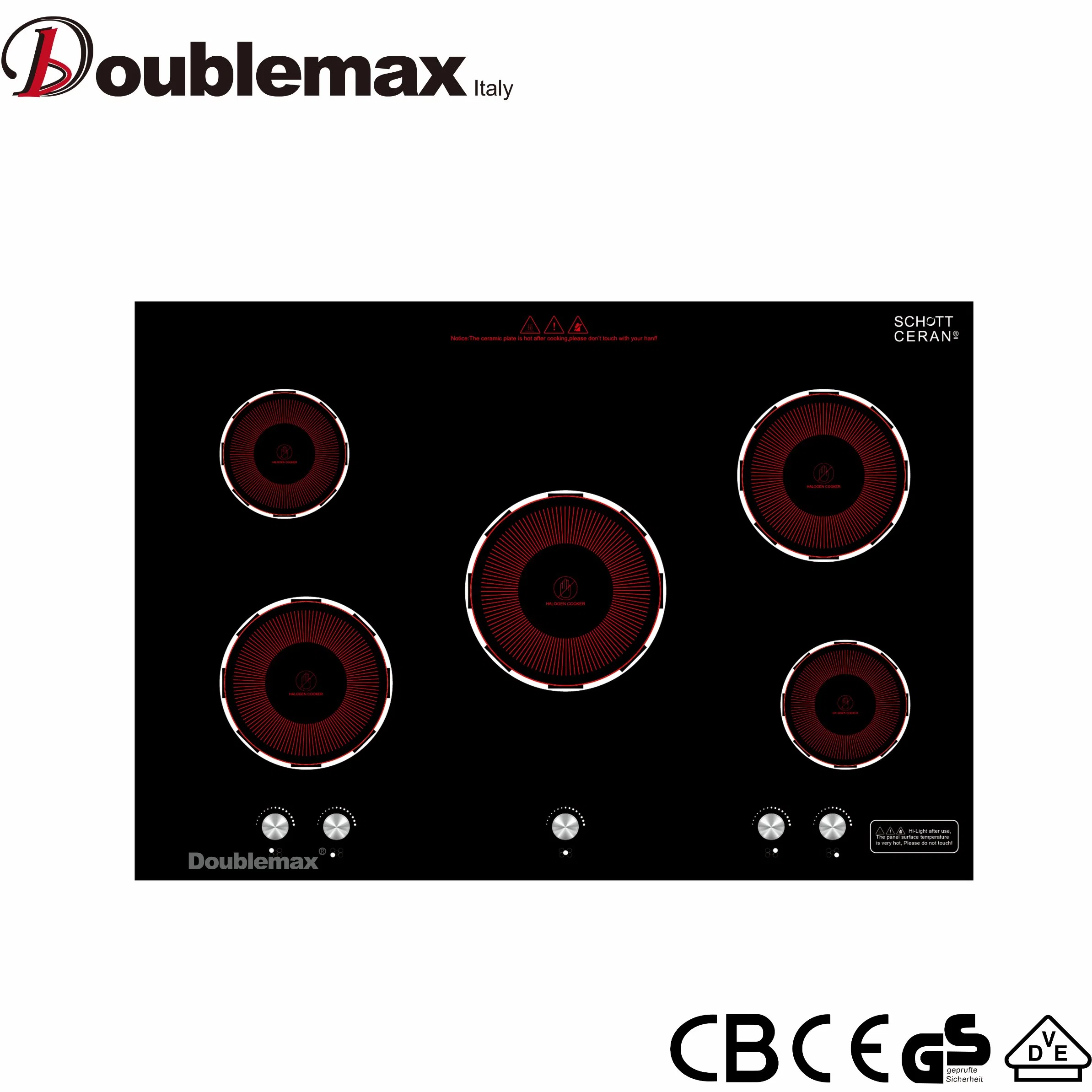 Vidrio cerámico negro para 5burners Induction Heater Panel Induction Cooker