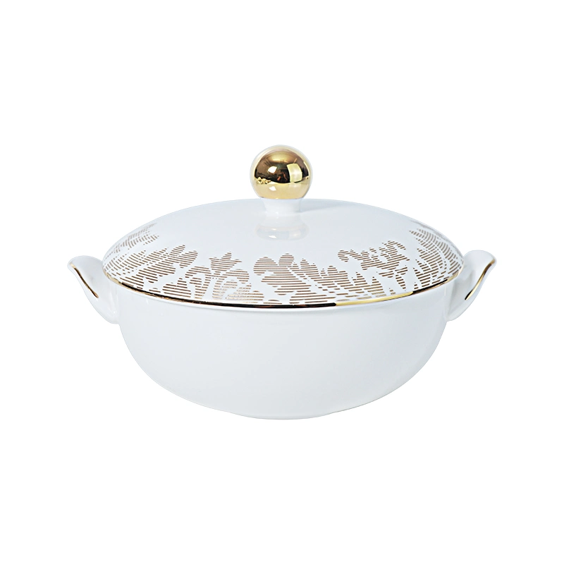 Rollin Porcelain Oval Tureen Bone China Luxury Decal Soup Bowl with Lid