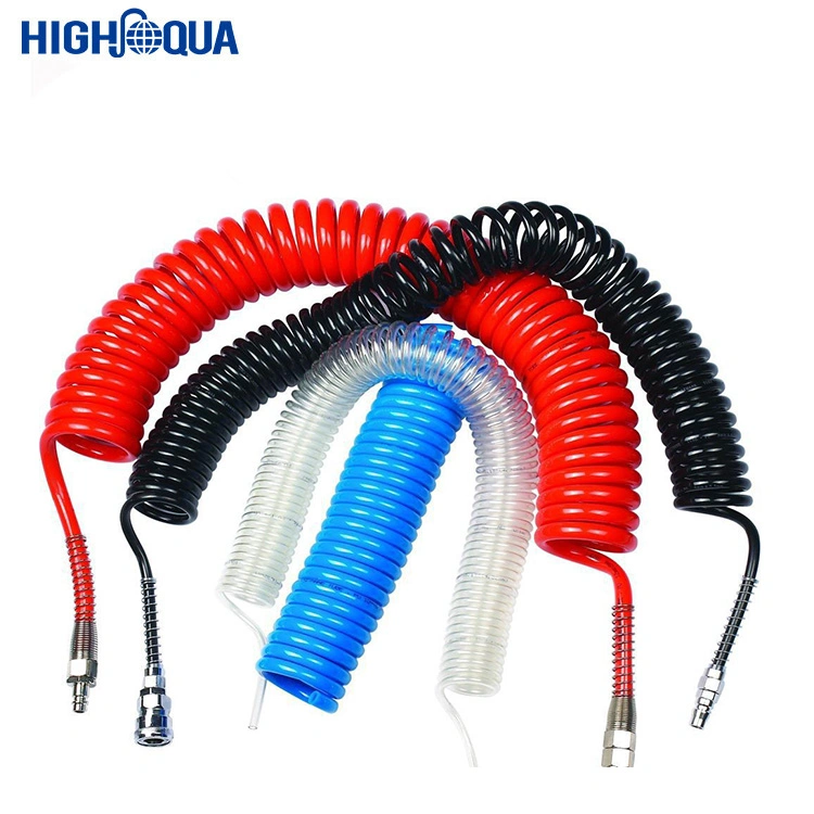 High quality/High cost performance Colorful PU Spiral Air Hose with Brass Quick Connector