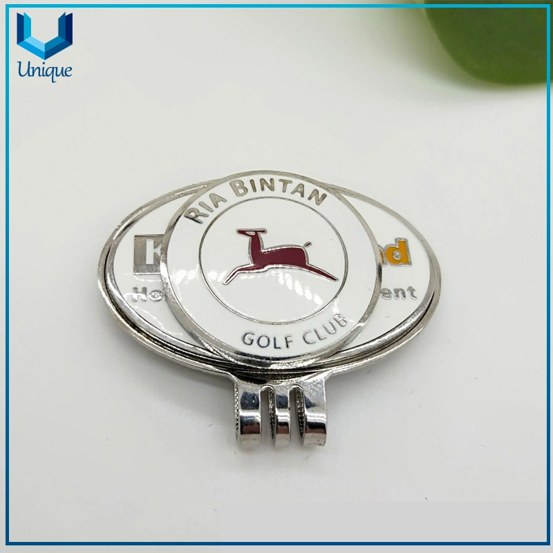 Factory Wholesale/Supplier High quality/High cost performance  Colorful Soft Cloisonne Oval Shape Golf Hat Clip with Ball Markers in Set