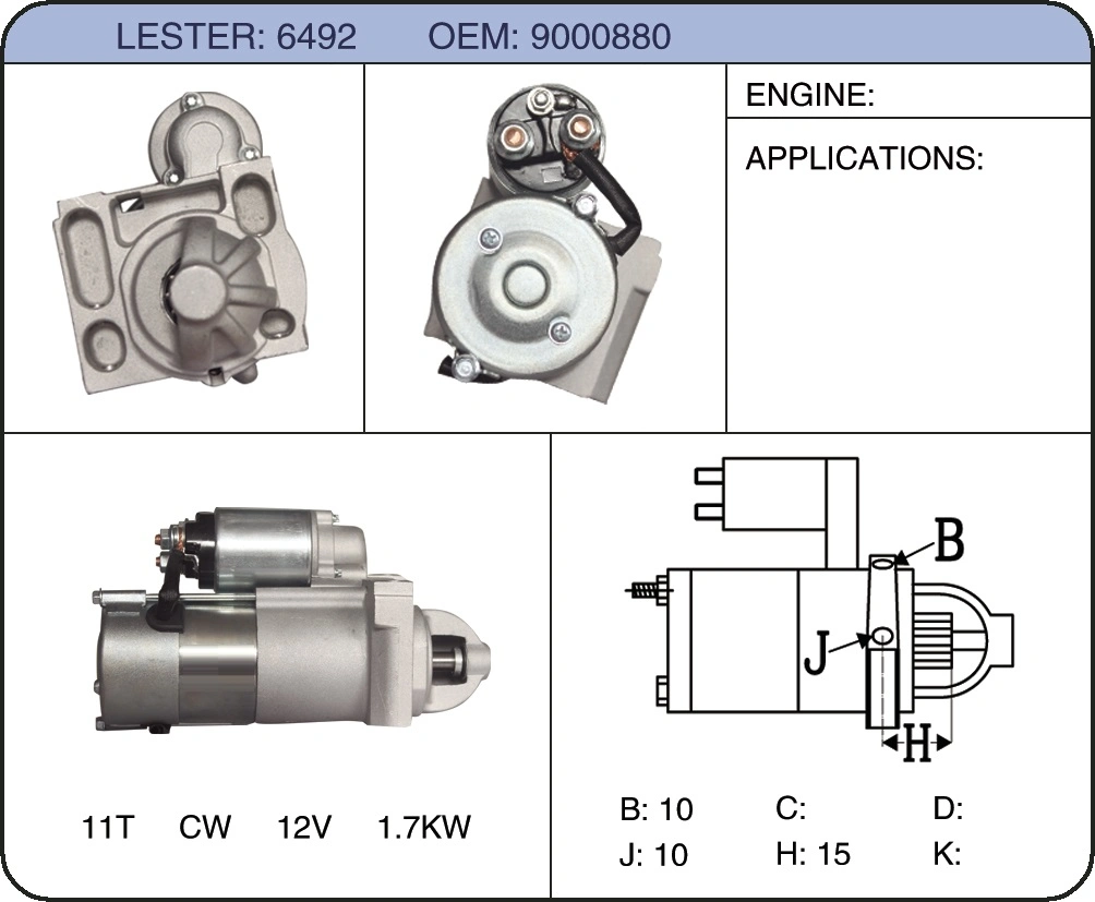 El motor de arranque de motores diesel Auto 323-1063 323-1485 6492 9000880