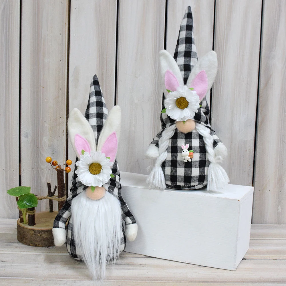 Décor de bac échelonné cadeaux des fêtes de lapins nains lapin noir en tissu