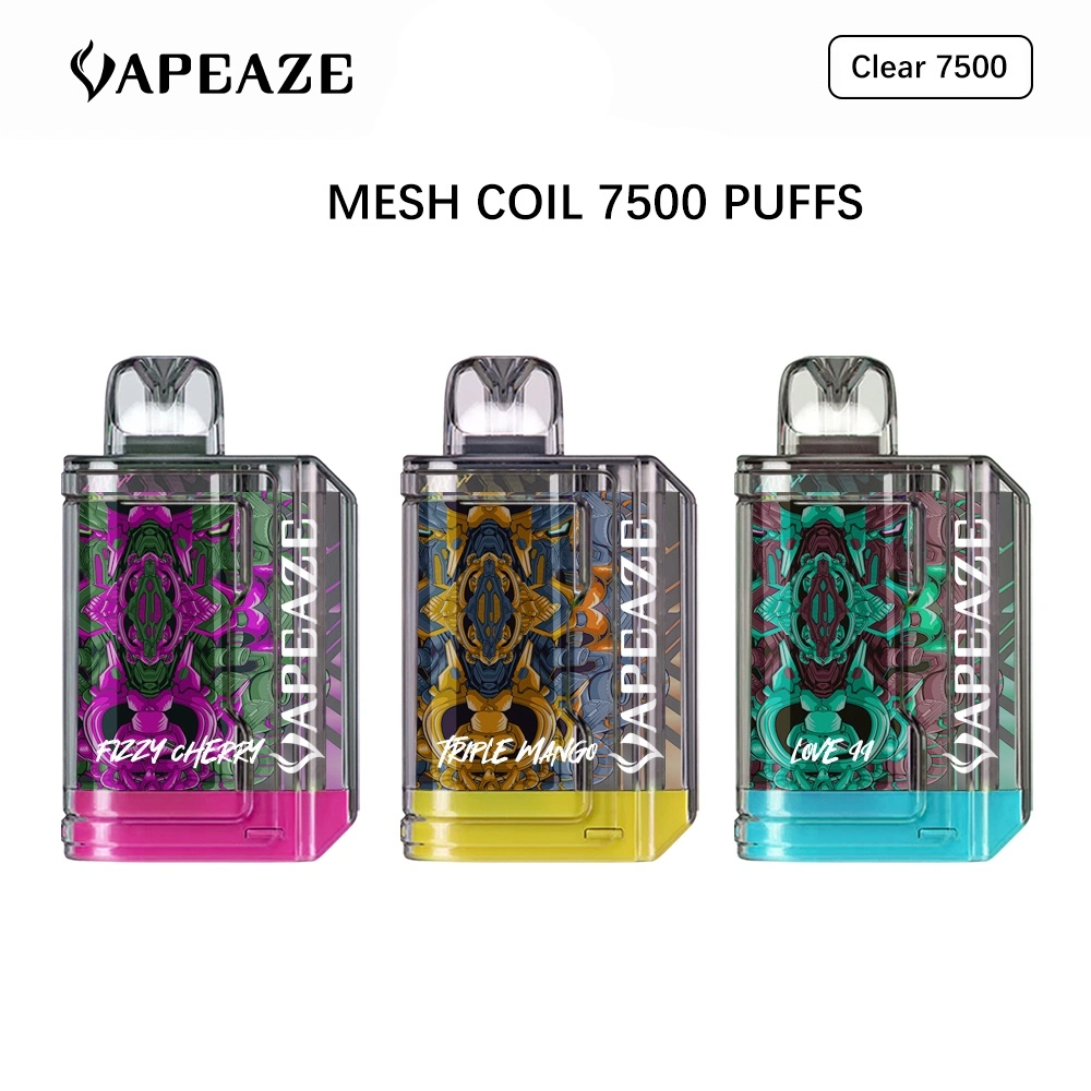 2023 Vapeaze Nuevo bolígrafo vape desechable al por mayor Puff 7500 caladas Cigarrillo electrónico de bobina de malla ajustable de flujo de aire