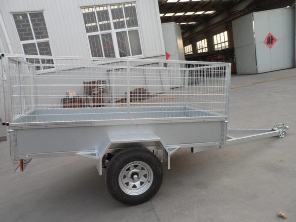 Hot Galvanized Box Trailer with Wesh Cage for Farm Using