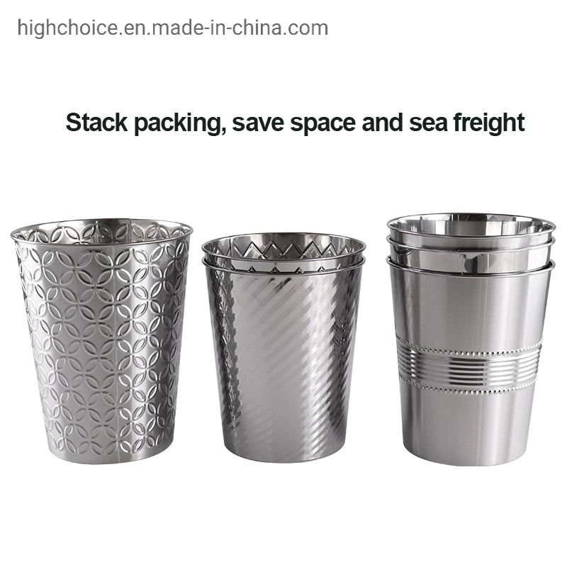 Stainless Steel Bathroom Open Top 5L Waste Paper Basket